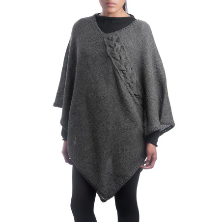 Poncho à tresse en laine d'alpaga