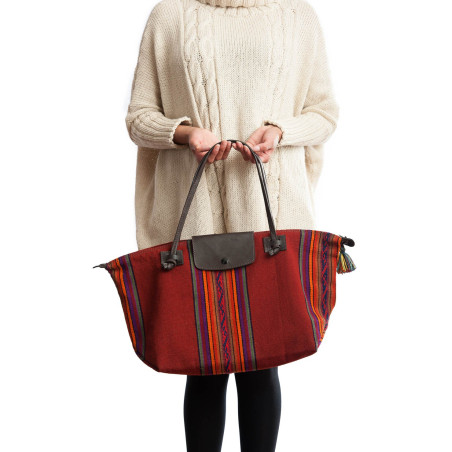Sac pliable en cuir de llama et aguayo 