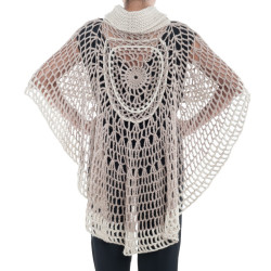 Poncho crocheté à la main en pure laine d'alpaga