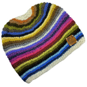 Bonnet arc-en-ciel tricoté à la main Taille Standard