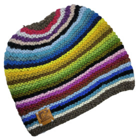 Bonnet arc-en-ciel tricoté à la main Taille Standard