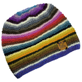 Bonnet arc-en-ciel tricoté à la main Taille Standard