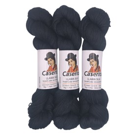 Noir – Baby lama & Soie – 50 g / 165 m