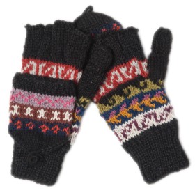 Gants mitaines colorés - Taille M - Noir