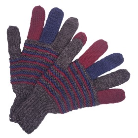 Taille M - Gants multicolores - Tricoté à la main