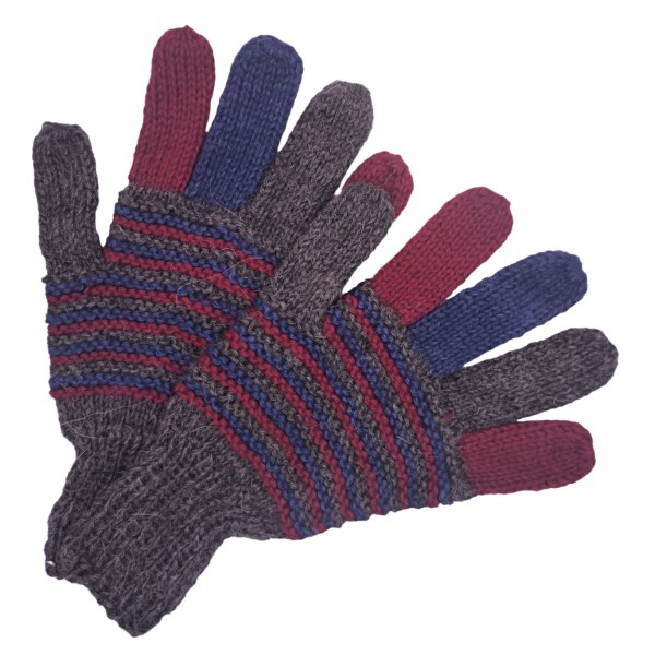 Taille M - Gants multicolores - Tricoté à la main