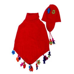 Ensemble "Jouets 2" : Bonnet et poncho - Laine d'Alpaga